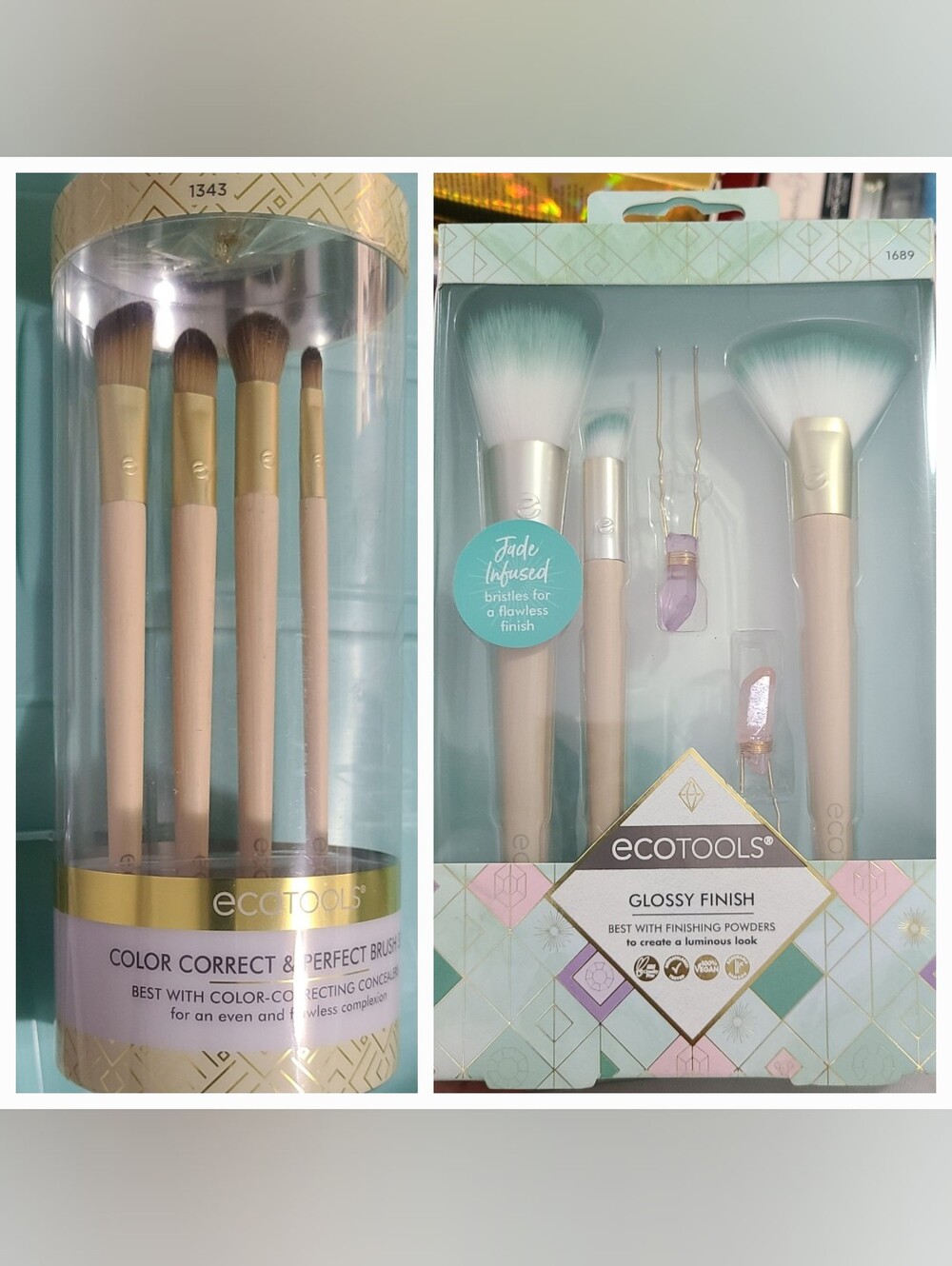 EcoTools Brush Sets. Glossy Finish Jade Infused Brush Set & Color Correcting Set